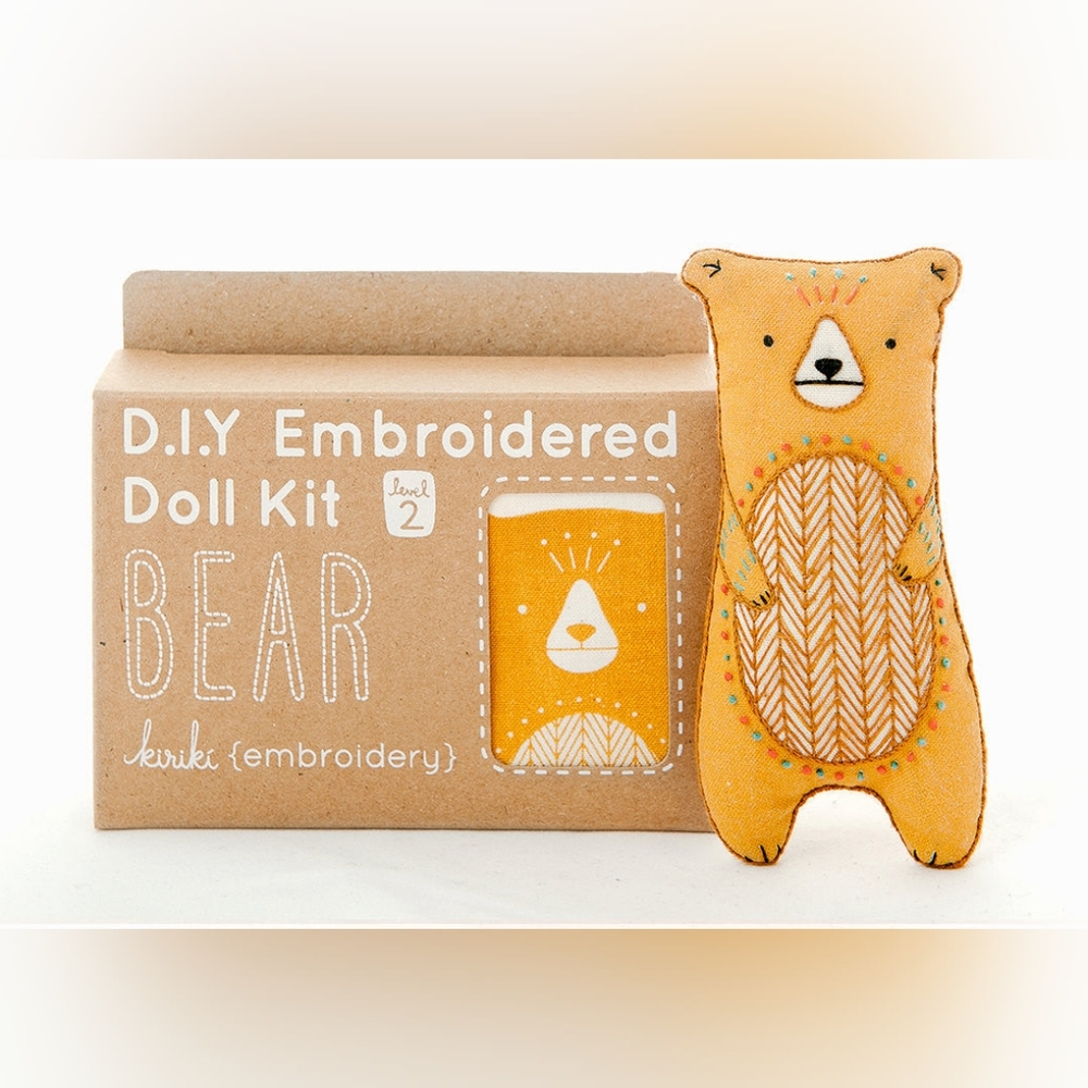 DIY Kiriki Press Embroidered Bear Doll Kit NIB